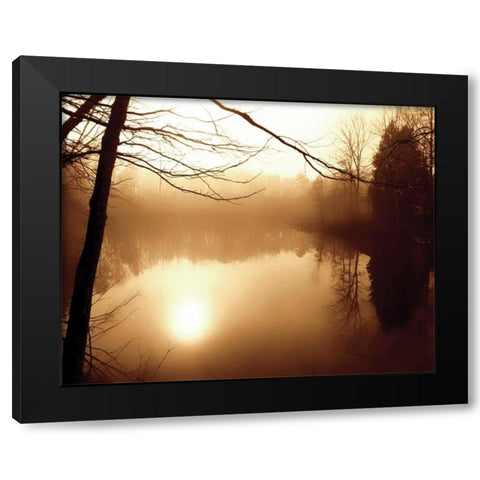 Fog on Shelly Lake II Black Modern Wood Framed Art Print with Double Matting by Hausenflock, Alan