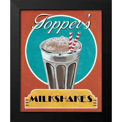 Milkshakes Black Modern Wood Framed Art Print by Jones, Catherine