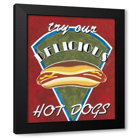 Hot Dogs Black Modern Wood Framed Art Print by Jones, Catherine