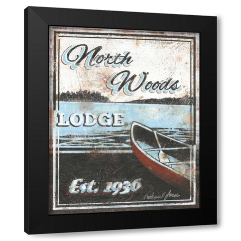 North Woods Lodge Black Modern Wood Framed Art Print by Jones, Catherine