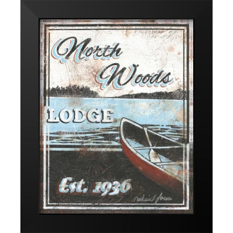 North Woods Lodge Black Modern Wood Framed Art Print by Jones, Catherine