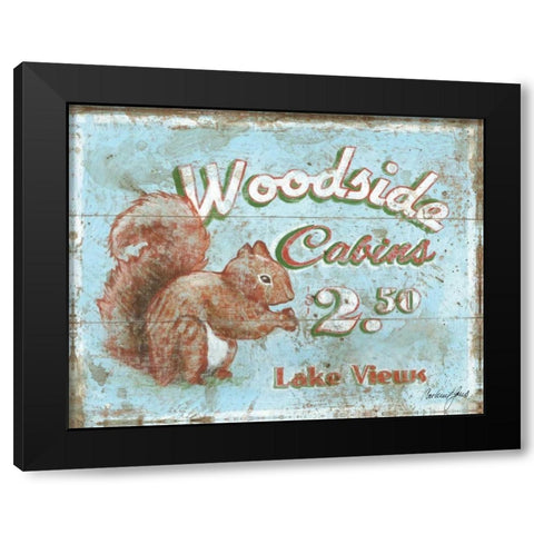 Woodside Cabins Black Modern Wood Framed Art Print by Jones, Catherine