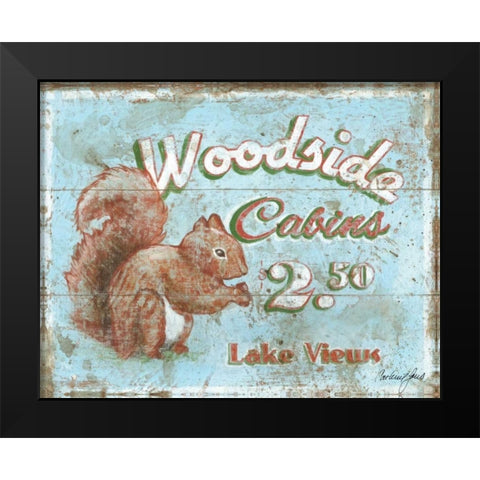 Woodside Cabins Black Modern Wood Framed Art Print by Jones, Catherine