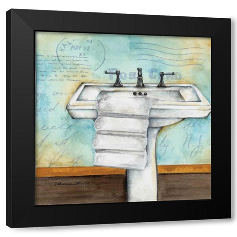Cleanse Bath Black Modern Wood Framed Art Print by Knold, Donna