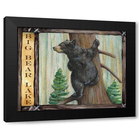 Lodge Bear Black Modern Wood Framed Art Print by Knold, Donna