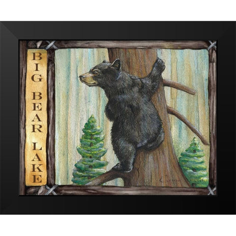 Lodge Bear Black Modern Wood Framed Art Print by Knold, Donna