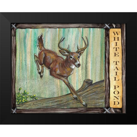 Lodge Deer Black Modern Wood Framed Art Print by Knold, Donna