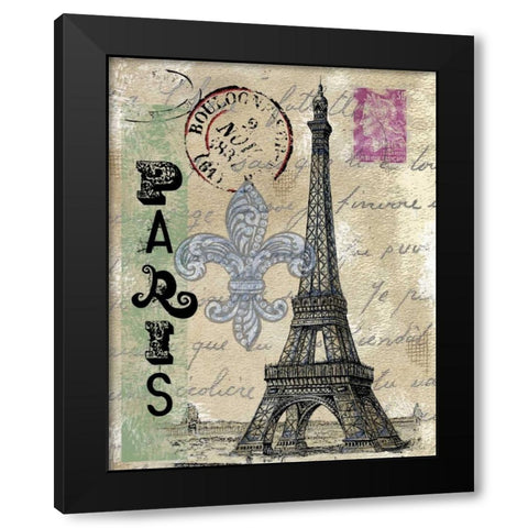 Travel Paris Black Modern Wood Framed Art Print with Double Matting by Knold, Donna