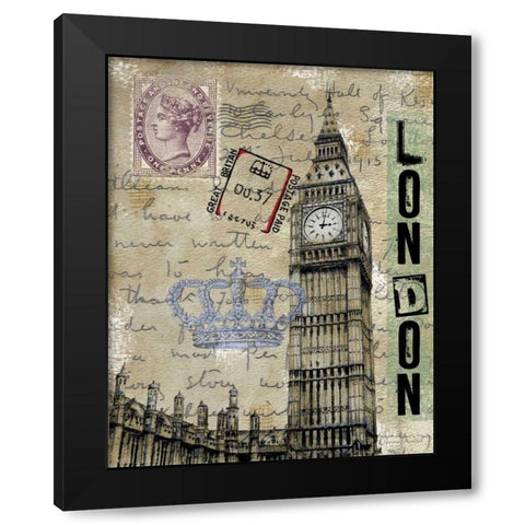 Travel London Black Modern Wood Framed Art Print with Double Matting by Knold, Donna