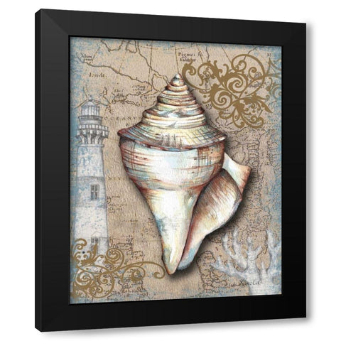 Nautical Treasures I Black Modern Wood Framed Art Print with Double Matting by Knold, Donna