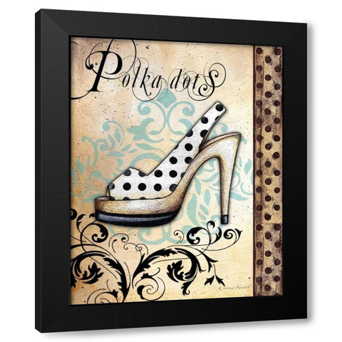 Polka Dots Black Modern Wood Framed Art Print by Knold, Donna