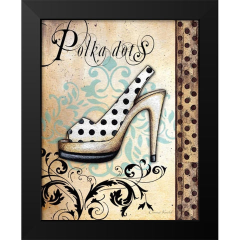 Polka Dots Black Modern Wood Framed Art Print by Knold, Donna
