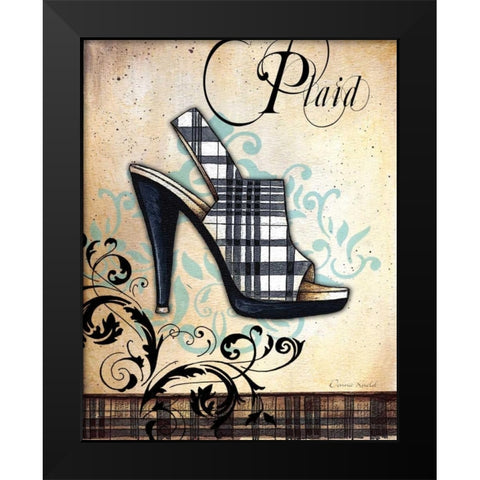 Plaid Black Modern Wood Framed Art Print by Knold, Donna