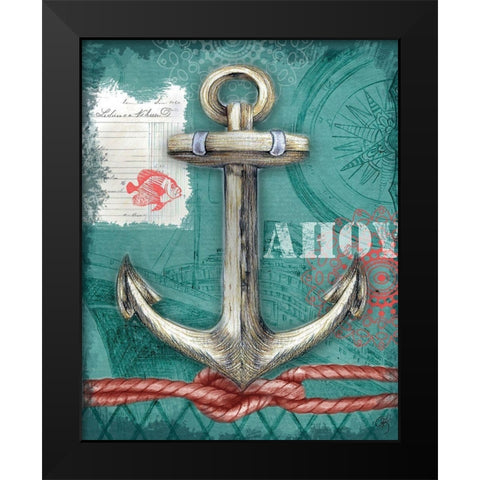Nautical Anchor Black Modern Wood Framed Art Print by K, Onna