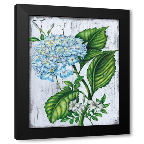 Hydranngea Black Modern Wood Framed Art Print by K, Onna