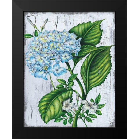 Hydranngea Black Modern Wood Framed Art Print by K, Onna