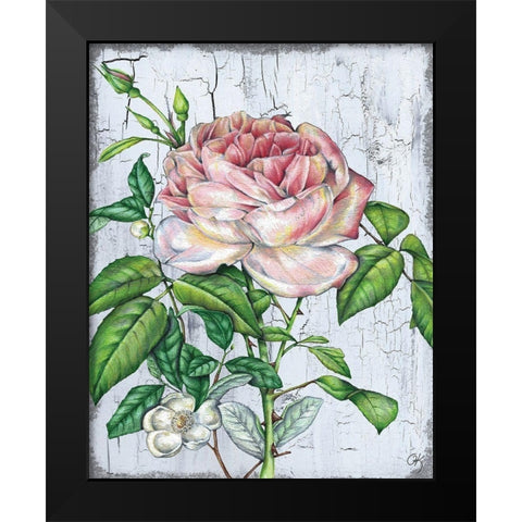 Rose Black Modern Wood Framed Art Print by K, Onna