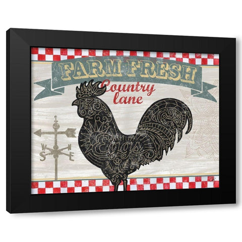 Chicken Farm Sign Black Modern Wood Framed Art Print with Double Matting by K, Onna