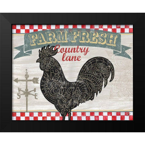 Chicken Farm Sign Black Modern Wood Framed Art Print by K, Onna