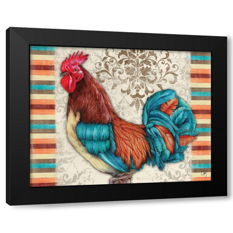 Golden Rooster I Black Modern Wood Framed Art Print by K, Onna
