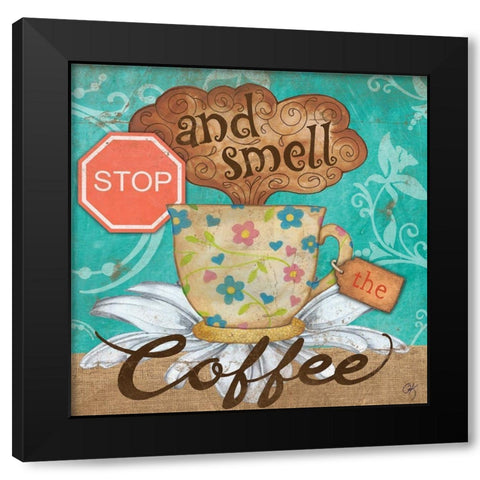 Coffee Time I Black Modern Wood Framed Art Print with Double Matting by K, Onna