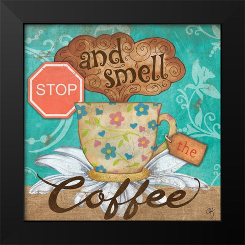Coffee Time I Black Modern Wood Framed Art Print by K, Onna