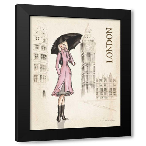 London Black Modern Wood Framed Art Print by Laliberte, Andrea