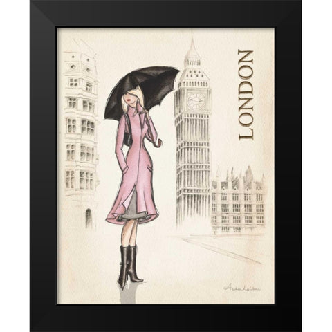 London Black Modern Wood Framed Art Print by Laliberte, Andrea