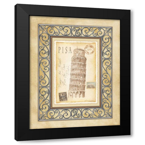 Pisa Postcard Black Modern Wood Framed Art Print with Double Matting by Laliberte, Andrea