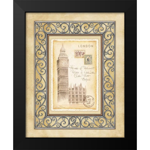 London Postcard Black Modern Wood Framed Art Print by Laliberte, Andrea