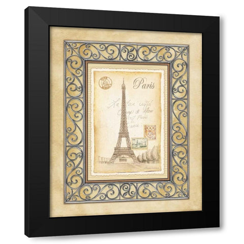 Paris Postcard Black Modern Wood Framed Art Print with Double Matting by Laliberte, Andrea