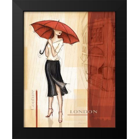Rain London Black Modern Wood Framed Art Print by Laliberte, Andrea