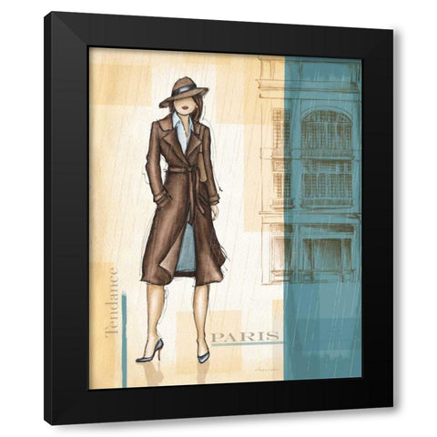 Rain Paris Black Modern Wood Framed Art Print with Double Matting by Laliberte, Andrea