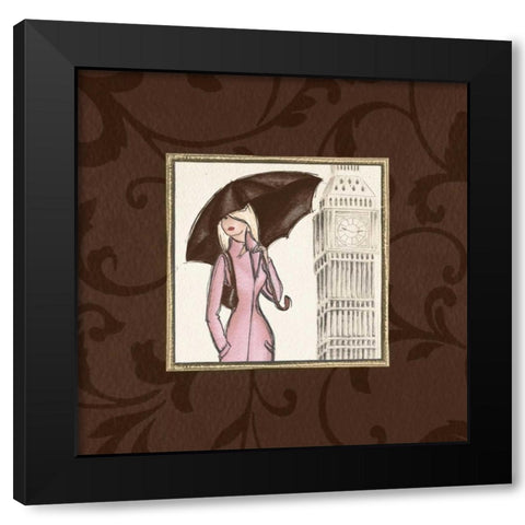 London in Pink Black Modern Wood Framed Art Print with Double Matting by Laliberte, Andrea