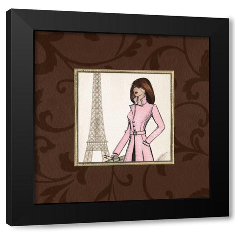 Paris in Pink Black Modern Wood Framed Art Print with Double Matting by Laliberte, Andrea