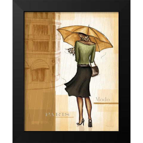 Golden Rain Paris Black Modern Wood Framed Art Print by Laliberte, Andrea