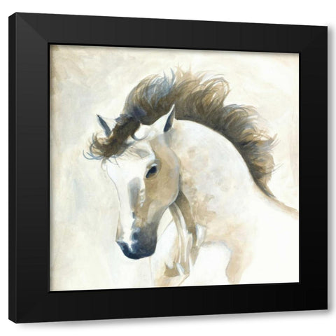 Horse II Black Modern Wood Framed Art Print with Double Matting by Laurencon