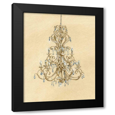 Elegant Chandelier I Black Modern Wood Framed Art Print by Laurencon