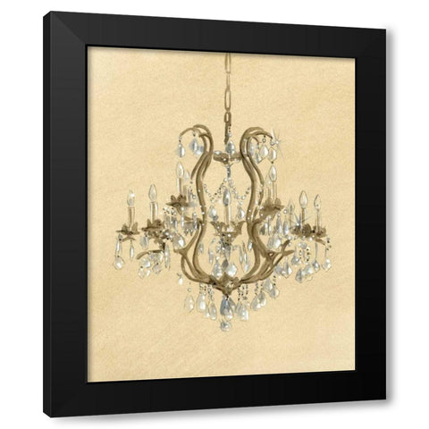 Elegant Chandelier II Black Modern Wood Framed Art Print with Double Matting by Laurencon
