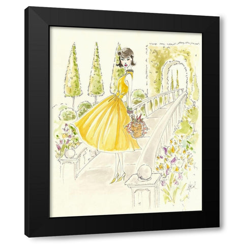 Garden Picnic Black Modern Wood Framed Art Print by Leal, Steve