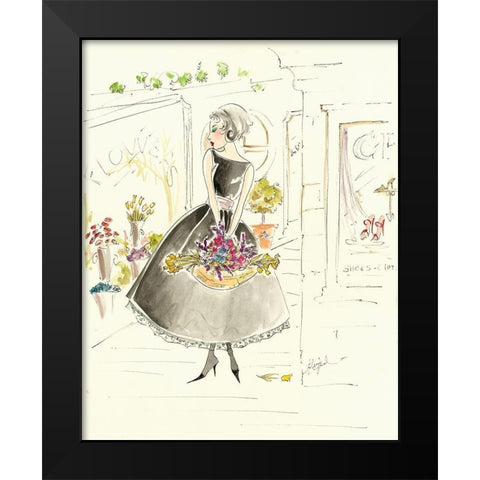 Flower Shopping Black Modern Wood Framed Art Print by Leal, Steve