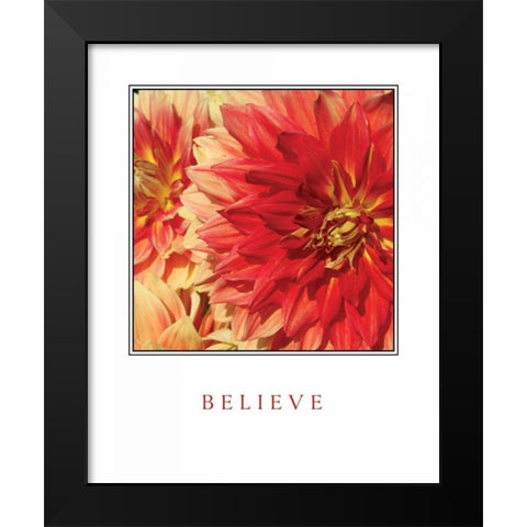Believe Flowers Black Modern Wood Framed Art Print by Love, Maureen