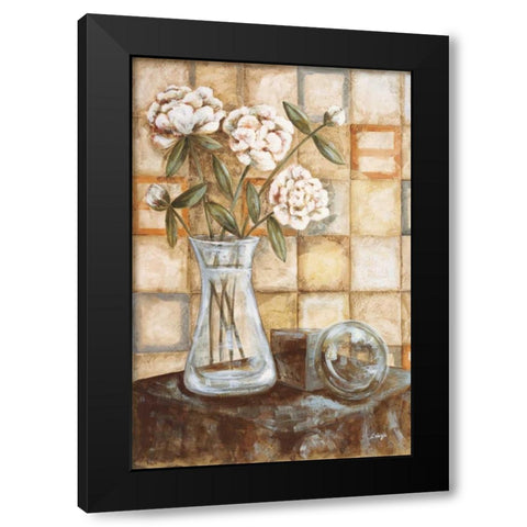 Travertine II Black Modern Wood Framed Art Print with Double Matting by Linza, Loretta