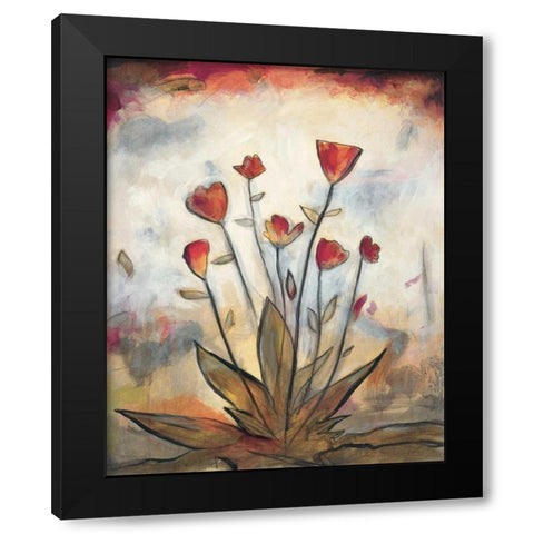 Poppy Garden I Black Modern Wood Framed Art Print with Double Matting by Marque, Lucia