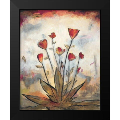Poppy Garden I Black Modern Wood Framed Art Print by Marque, Lucia