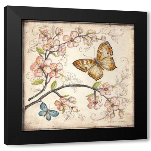 Le Jardin Butterfly II Black Modern Wood Framed Art Print with Double Matting by McRostie, Kate