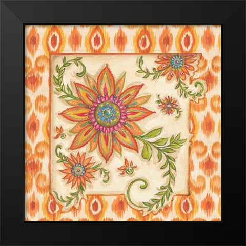 Ikat Floral III Black Modern Wood Framed Art Print by McRostie, Kate