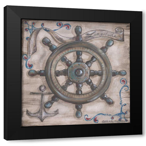 Whale Watch Wheel Black Modern Wood Framed Art Print with Double Matting by McRostie, Kate
