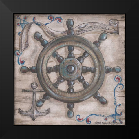 Whale Watch Wheel Black Modern Wood Framed Art Print by McRostie, Kate