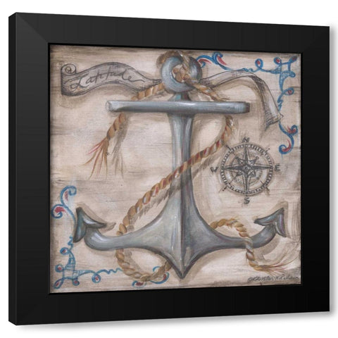 Whale Watch Anchor Black Modern Wood Framed Art Print with Double Matting by McRostie, Kate